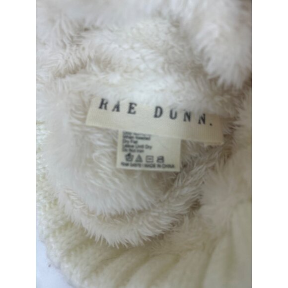 Rae Dunn "Cozy" Women's Ivory Cable Knit Pom Pom Beanie Winter Hat - Picture 9 of 10